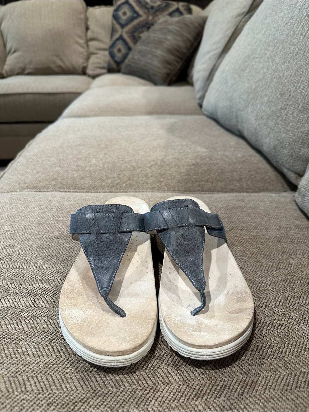 Dansko Black Leather Thong Sandals with Cushioned Footbed